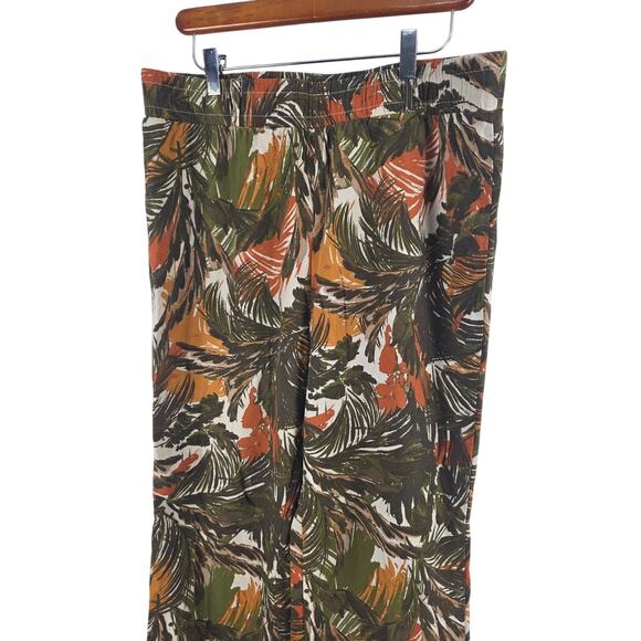 Messini Tropical Linen Blend Pants L Womens Lagen Look Beachy Pull on Comfy - Picture 2 of 7